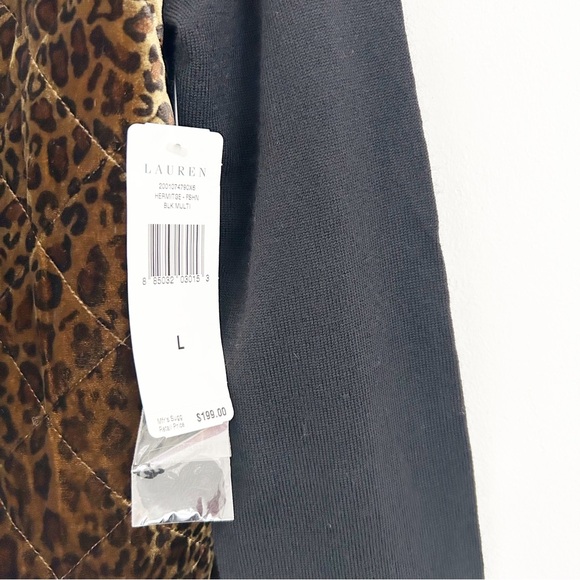 NEW $199 Lauren Ralph Lauren Wool Silk Leopard Quilted Sweater Jacket Size Large - Picture 3 of 8
